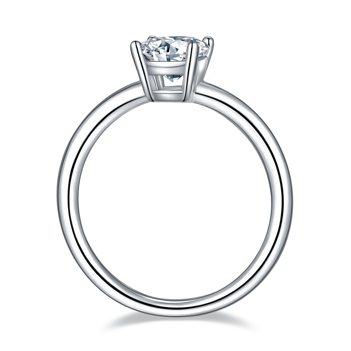 Classic round S925 silver plated platinum moissanite women's ring 1.0 carat D-grade